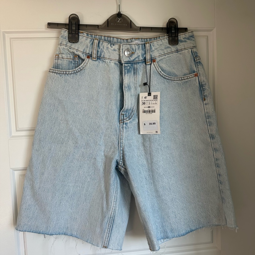 Zara high waisted mom fit denim shorts